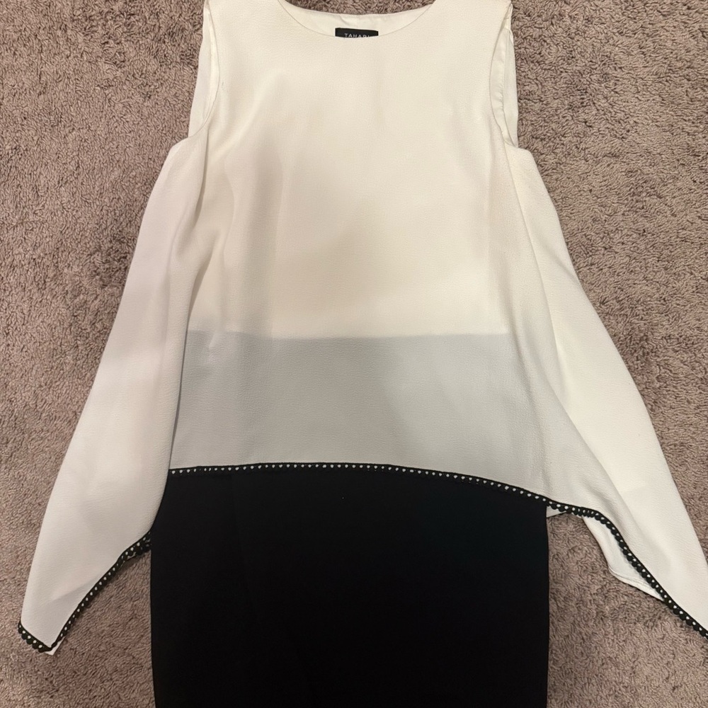 Tahari black & white dress